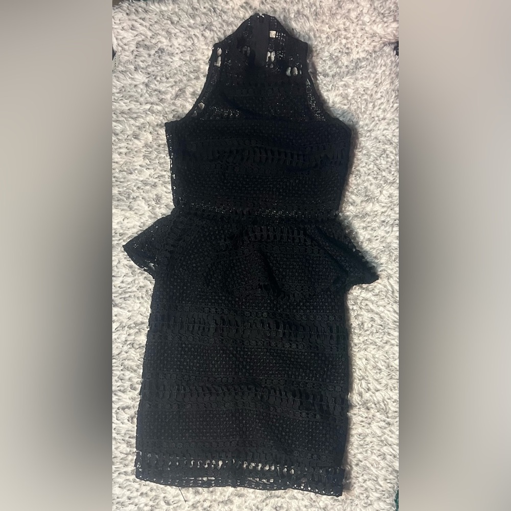 Charlotte Russe Black Halter Peplum Mini Dress